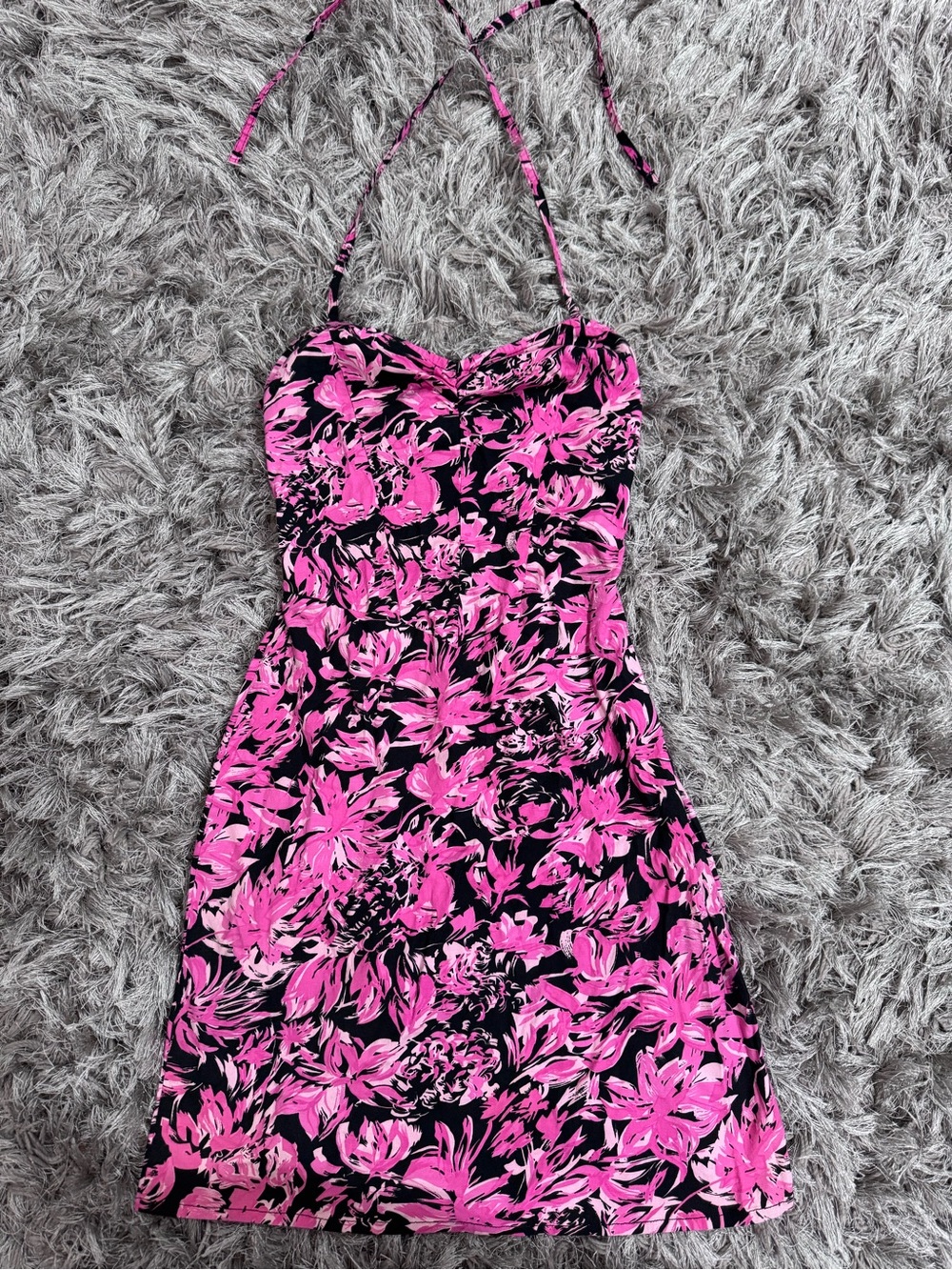 Betsey Johnson VINTAGE Floral Halter Sundress - woman’s size Petite 🖤🩷
